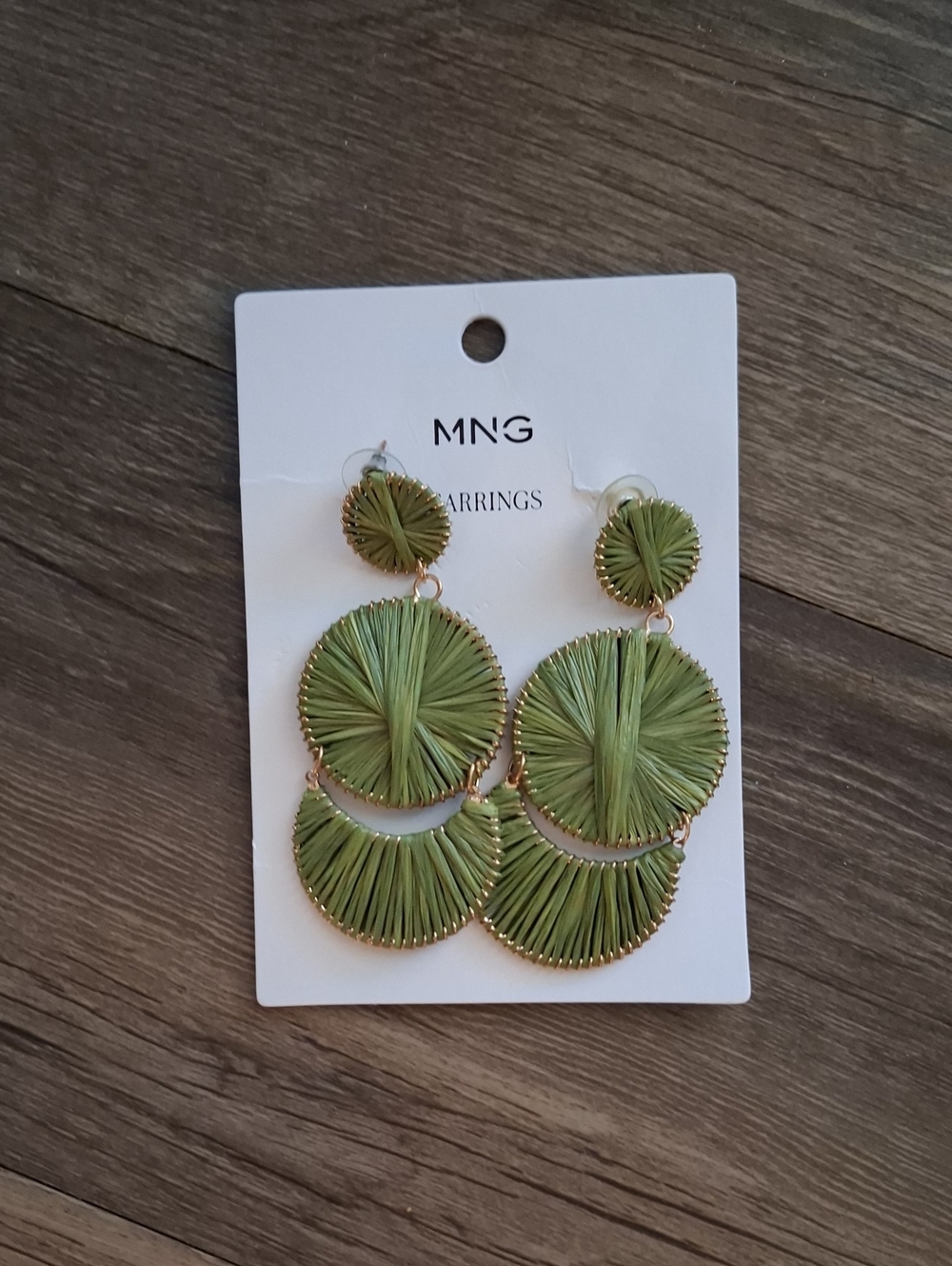 Mango Pastel Green Raffia Tiered Drop Earrings